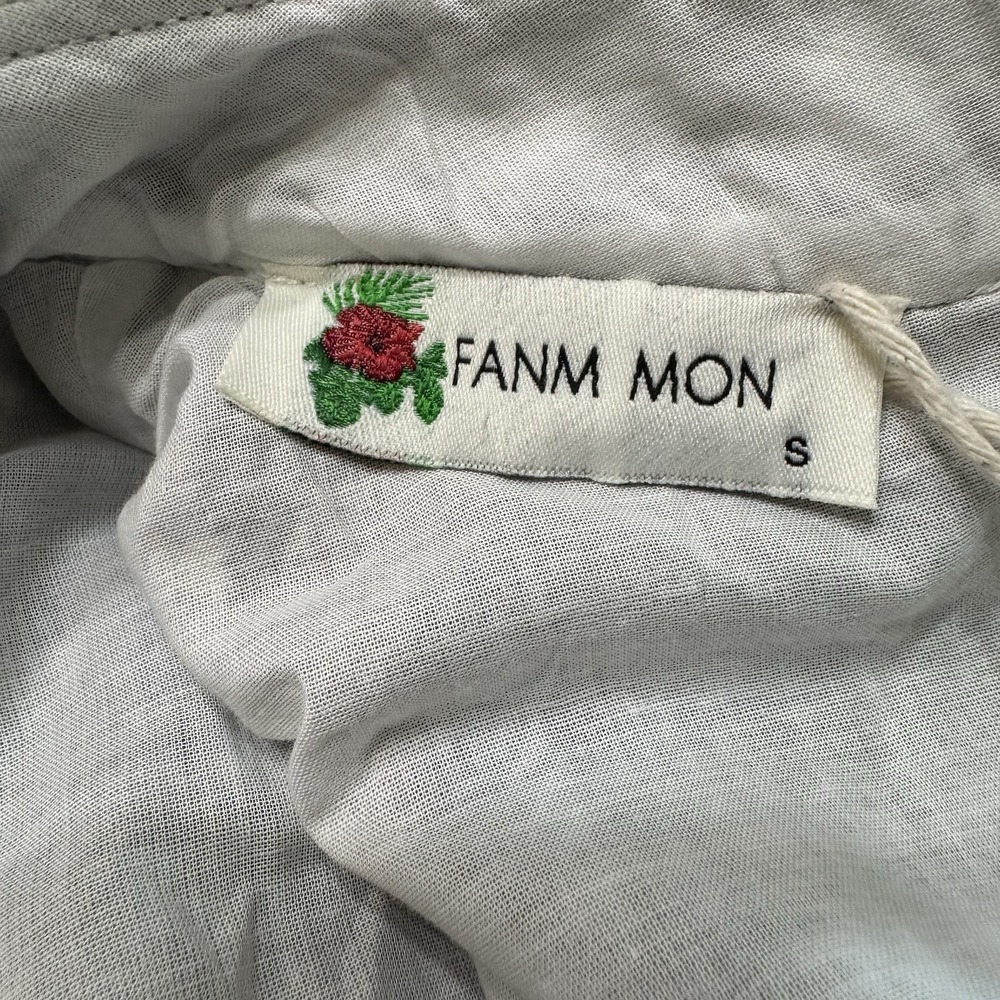 Fanm Mon Layla Tweed Mini Dress Size Small Mock Neck Blue Plaid Embroidered - Picture 12 of 15